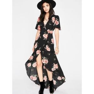 Dolls Kill Find Some Time Floral Wrap Maxi Dress